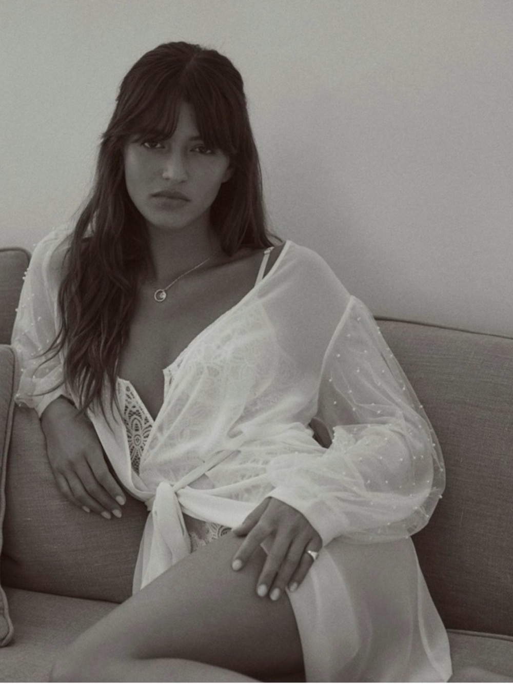 Anthropologie Rya collection Beaded white robe